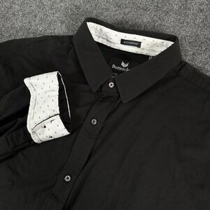 Buttercloth Men‎ 3XLT Tall Fit Black Icy Cotton Long Sleeve Flip Cuff Button Up
